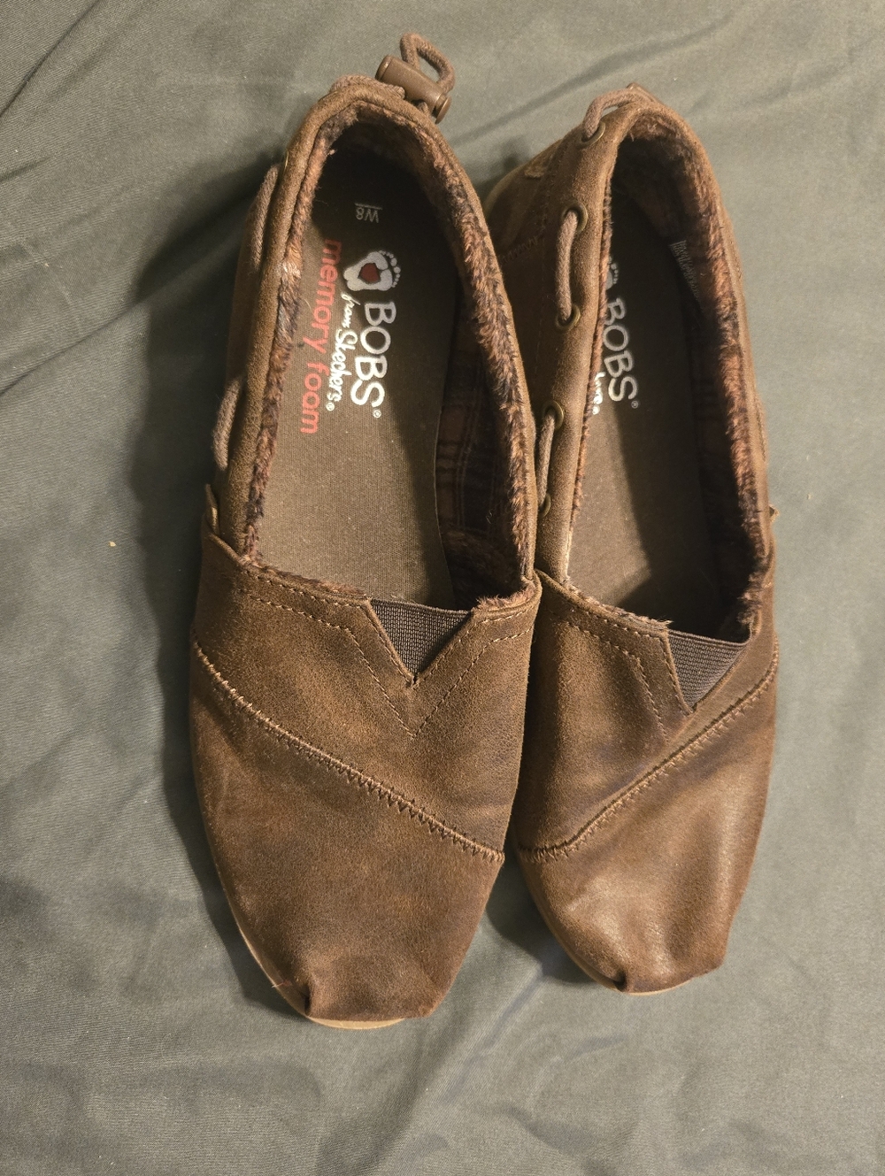 BOBS by Skechers Brown Slip-On Memory Foam Flats